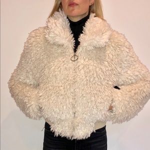Faux Mongolian Lamb Zip Up Jacket
